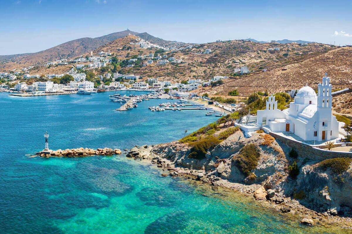 Scenic Whitewashed Church In Ios, Greece